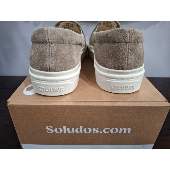 NIB Soludos Ibiza Suede Slip-On Platform Sneakers in Sage (Grey)/Size 7 - Picture 3 of 11